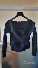 Zara knit tshirt nera elasticizzata M