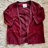 Giacca in pelle scamosciata color bordeaux Mango