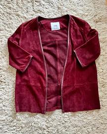 Giacca in pelle scamosciata color bordeaux Mango
