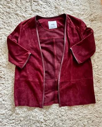 Giacca in pelle scamosciata color bordeaux Mango