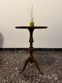 Tavolino vintage rotondo in legno tornito