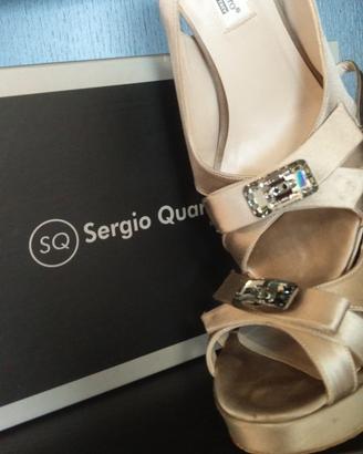 Sandali n. 36 décolleté con tacco Made in Italy 