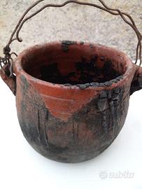 Vintage: pentolino coccio scaldapece.