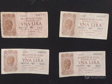 Banconote Una Lira Biglietto di Stato corso legale