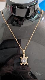 Elegante collana in acciaio placcato oro e Zirconi