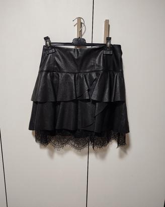 Gonna a pieghe in ecopelle 