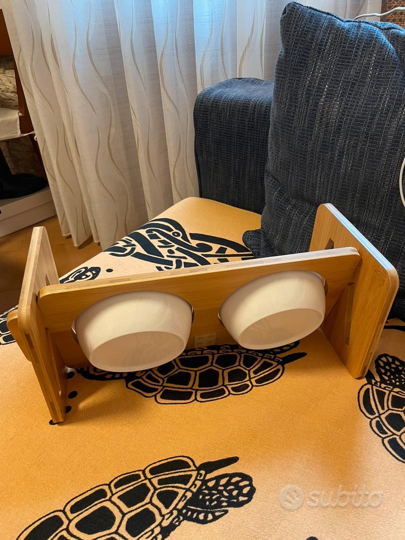 Mangiatoia Regolabile In Bambù Per Gatti E Cani - 2 Ciotole In Ceramica Da 380ml - Altezza Adjustable Per Razze Piccole - Foto 10