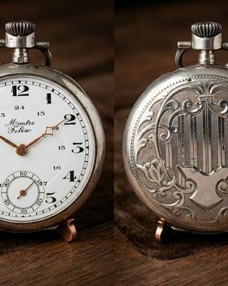 Antico orologio Montre Félix Art Nouveau argento