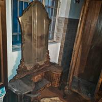 Mobile Toilette Specchiera Vintage Radica di Noce