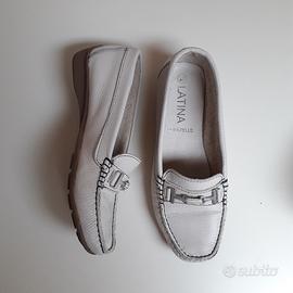 Mocassini bianchi in pelle Latina n.38 donna