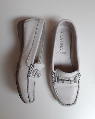 Mocassini bianchi in pelle Latina n.38 donna