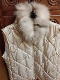 Conbipel gilet trapuntato collo pelliccia