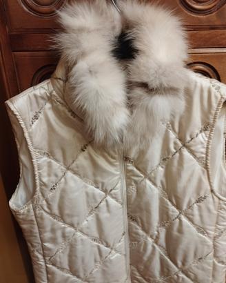 Conbipel gilet trapuntato collo pelliccia