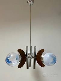 LAMPADARIO A SOSPENSIONE MAZZEGA VETRO BLU SPACE