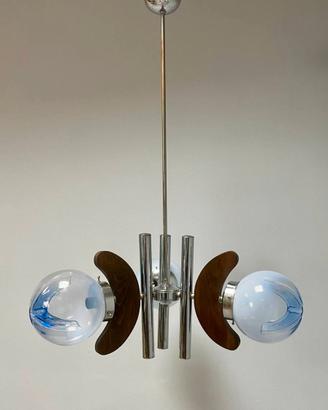 LAMPADARIO A SOSPENSIONE MAZZEGA VETRO BLU SPACE