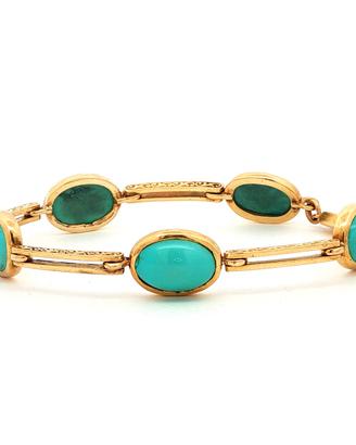 Bracciale vintage in oro giallo con turchesi
