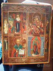 Icona Quadripartita Russa (Fine XIX Secolo)
