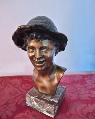 Busto Scugnizzo in Bronzo con Cappello – Scultura 