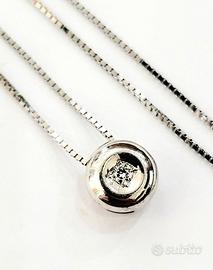 Collana punto luce brillante Diamante Oro Bianco