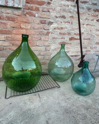 Damigiane Antiche in Vetro Verde