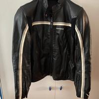 Giacca da moto pelle nera con protezioni integrate