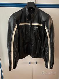 Giacca da moto pelle nera con protezioni integrate