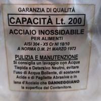 Serbatoio acciaio inox per alimenti