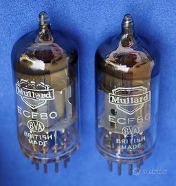 ►Coppia Valvole Mullard ECF80 BVA Testate>100% NOS