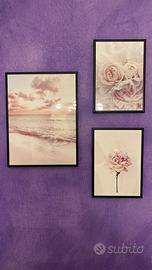 Set 3 Poster Tono Rosa no Cornice