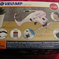 Occhiale con 5 lenti di ingrandimento e luci led