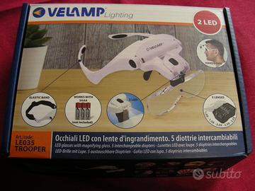 Occhiale con 5 lenti di ingrandimento e luci led