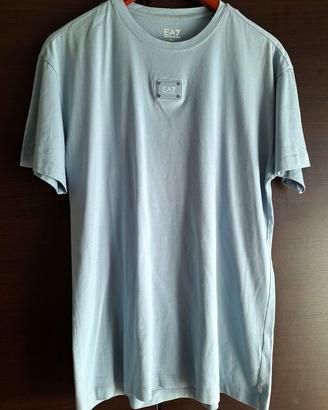T-shirt azzurra EA7 Emporio Armani 100% cotone