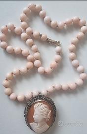 CATENA DI PERLE DI CORALLO ROSA PELLE DI ANGELO