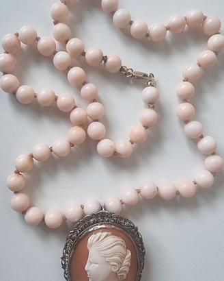 CATENA DI PERLE DI CORALLO ROSA PELLE DI ANGELO