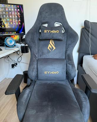 Sedia da gaming symino con poggia piedi