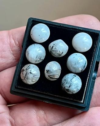 Lotto 8 Cabochon quarzo rutile tourmalinato