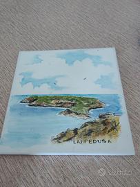 Mattonella ceramica Lampedusa souvenir dipinto