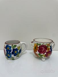 Bicchieri/tazze  CERAMICA DECORO FIORI