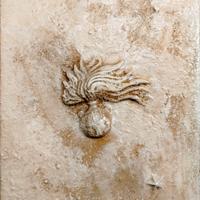 Pittura materica su tela Carabinieri con cornice 