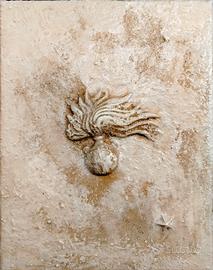 Pittura materica su tela Carabinieri con cornice 