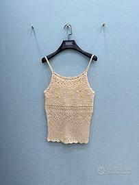 Top a canotta all'uncinetto fatto a mano, taglia S