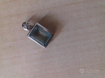 Ciondolo ACQUA MARINA oro bianco e brillanti