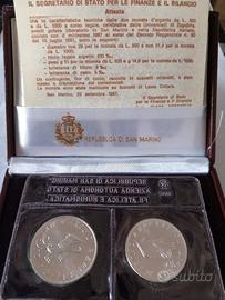 SAN MARINO 1987 - DITTICO LIRE 500 + 1.000 ARGENTO