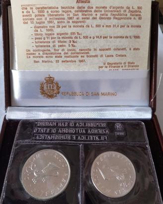 SAN MARINO 1987 - DITTICO LIRE 500 + 1.000 ARGENTO