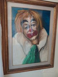 Dipinto olio su tela "Clown Triste" firmato 48x68