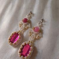 Orecchini stile vintage pietre dure giada naturale