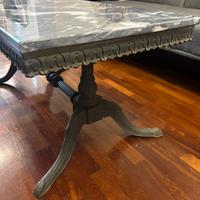Tavolino vintage restaurato ottone/bronzo e marmo