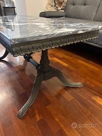 Tavolino vintage restaurato ottone/bronzo e marmo