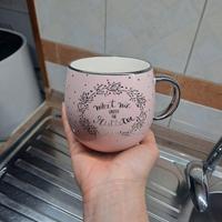 tazza rosa glamour con scritte argento