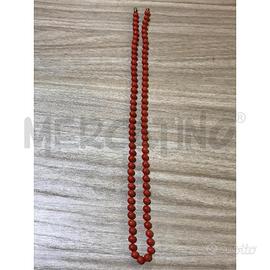 COLLANA CORALLO ROSSO ANTICO PERLE TONDE NO CHIUSU